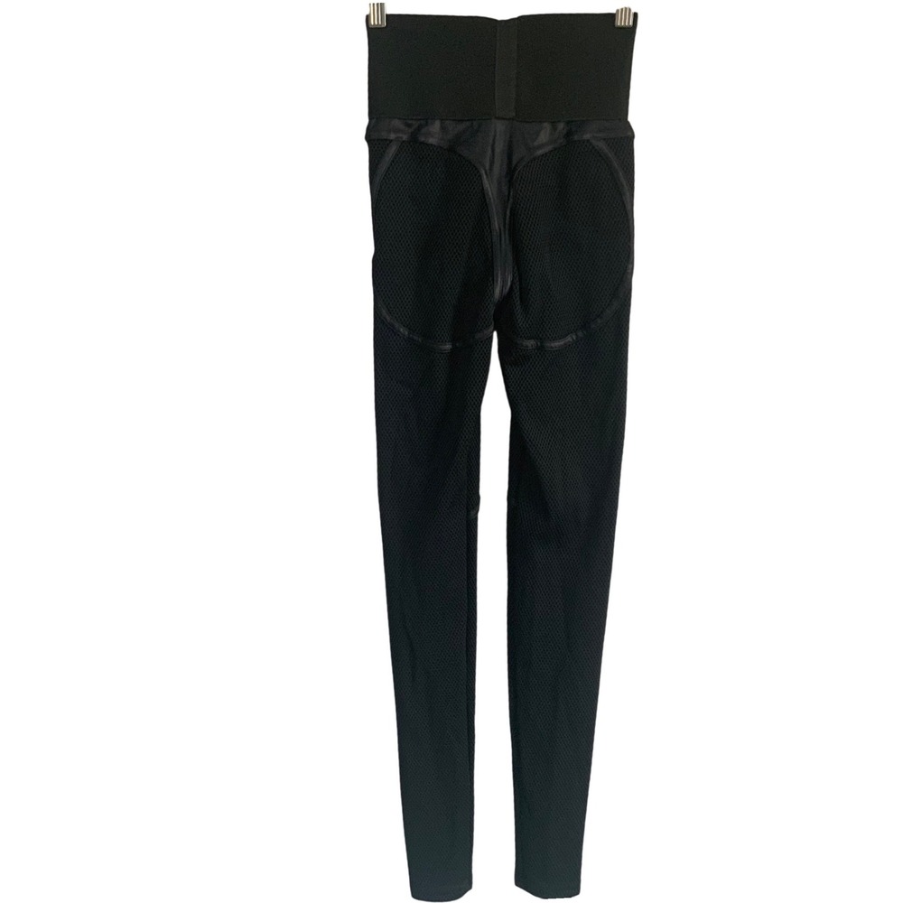 Women's Black Mesh Paneled High Waisted Sculpting Leggings butt Lifter